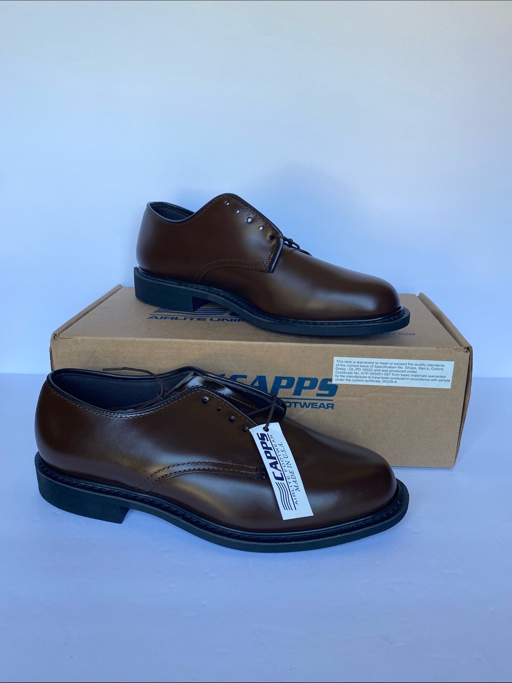 Capps Shoe Company Men’s AGSU Brown Leather Oxfords 9.5 3E